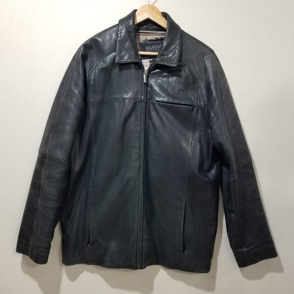 VTG WILSONS LEATHER JACKET Mens Medium Black Pelle Studio Removable Lining